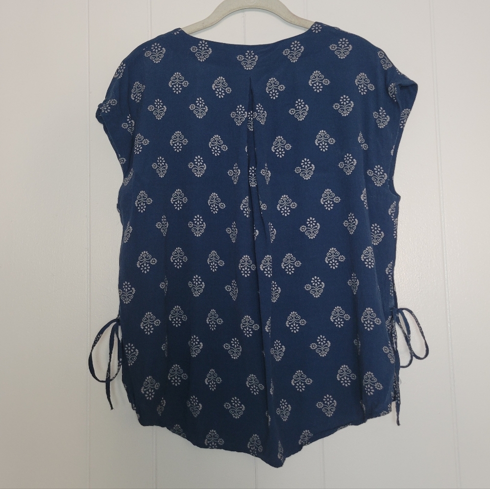 Madewell Skylight Side-Tie Top In Floral Retro Navy Pattern - Picture 8 of 11